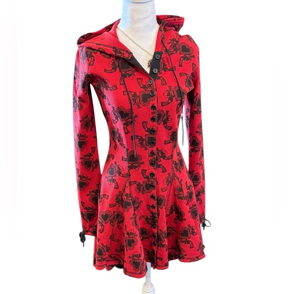 Betsey Johnson Vintage KISS KISS BANG BANG Thermal dress Size S